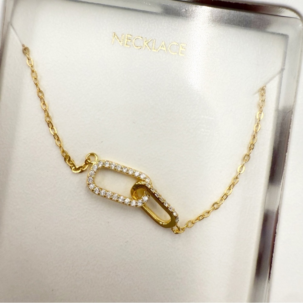 NWT Lovisa Gold Plated Sterling Silver Cubic Zirconia Oval Link Necklace - Picture 3 of 6